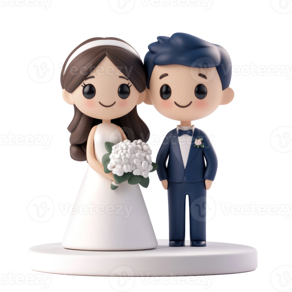 Groom and bride 3D icon cartoon isolate png
