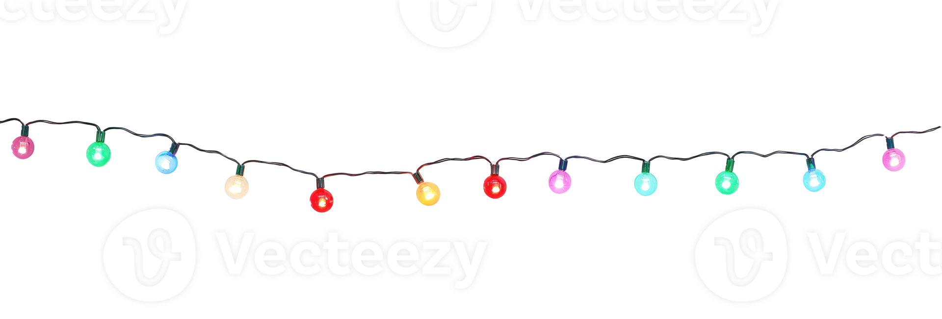 Holiday christmas led string color lights isolate on transparent background png