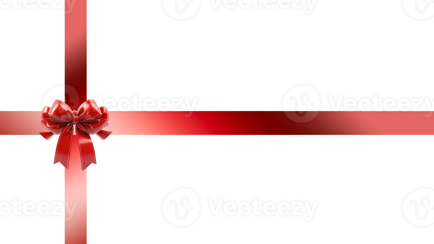 Shiny red gift's bow and ribbon, 3D render isolate on transparent background png