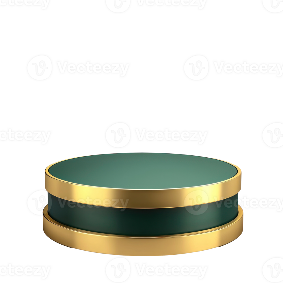 Podium in gold and green color isolate on transparent background png