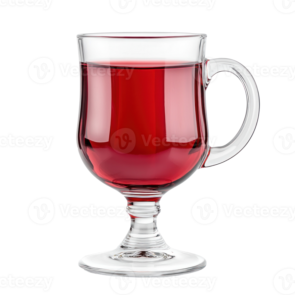 Christmas Gluhwein or Christmas mulled red wine mug glass front view isolate on transparent background png