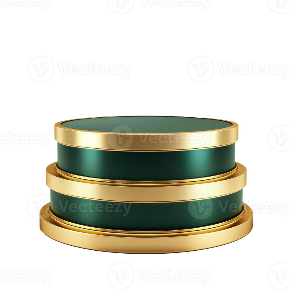 Podium in gold and green color isolate on transparent background png