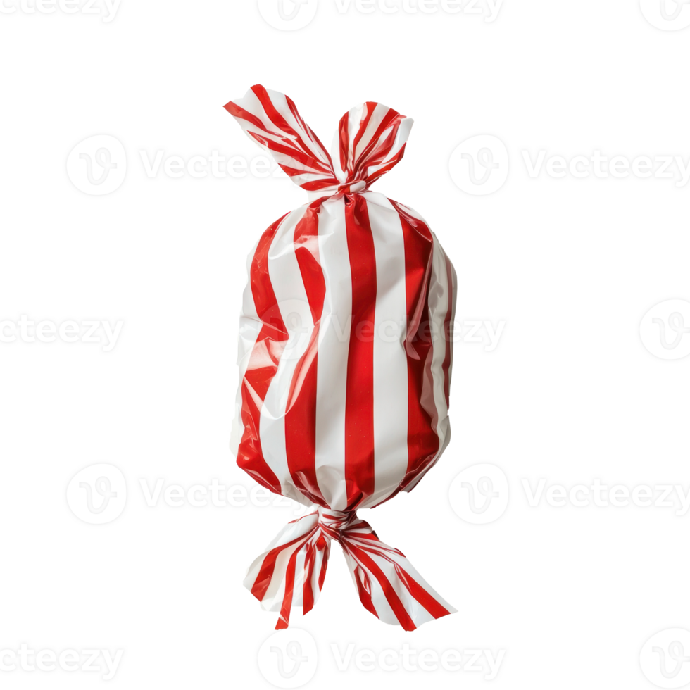 Striped red and christmas candy wrapper isolate on transparent background png
