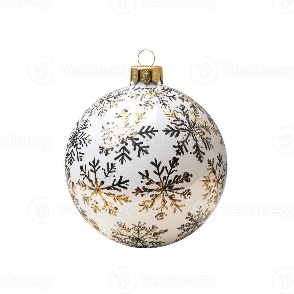 Christmas ball with elegant snowflakes pattern isolate on transparent background png