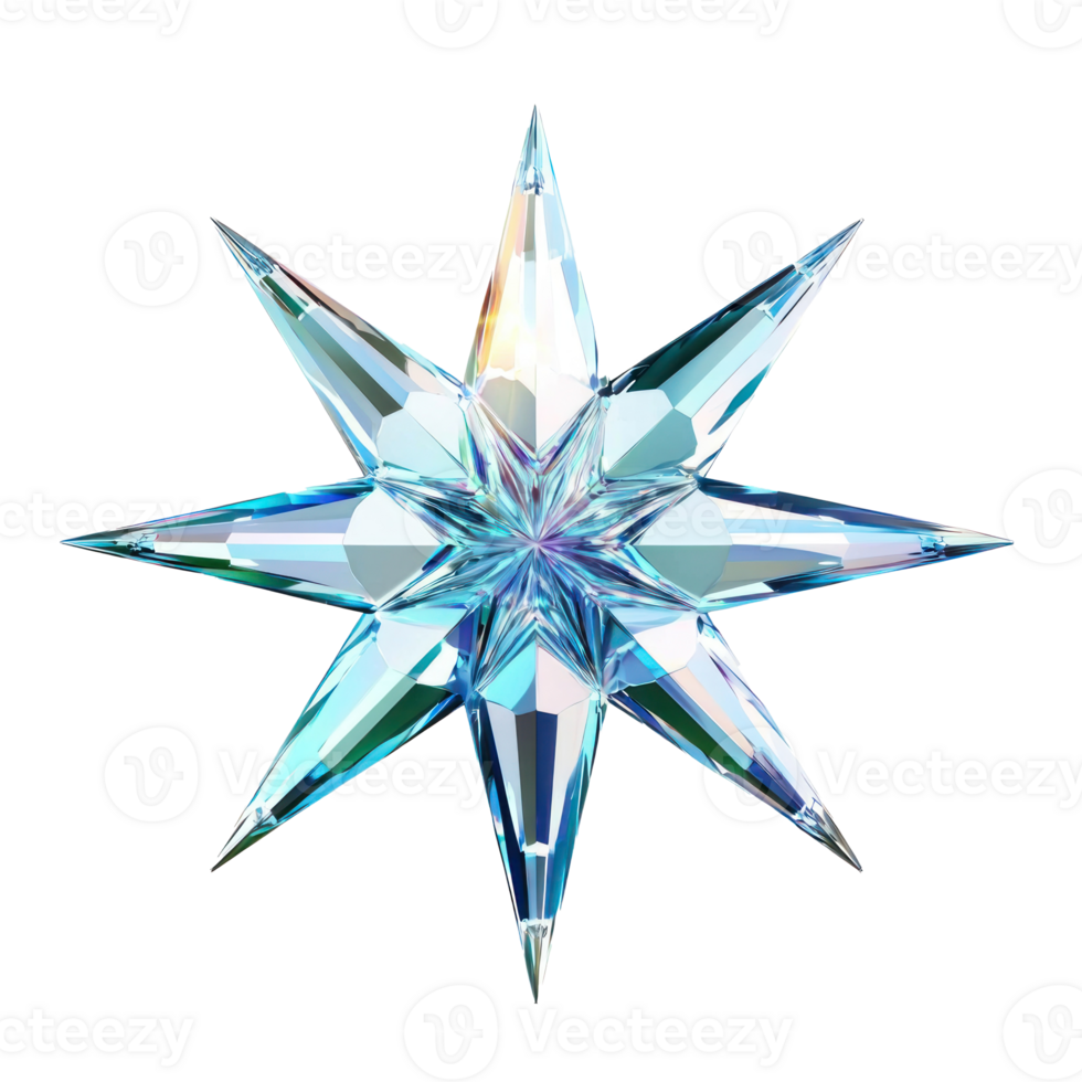 Crystal star isolate on transparent background png