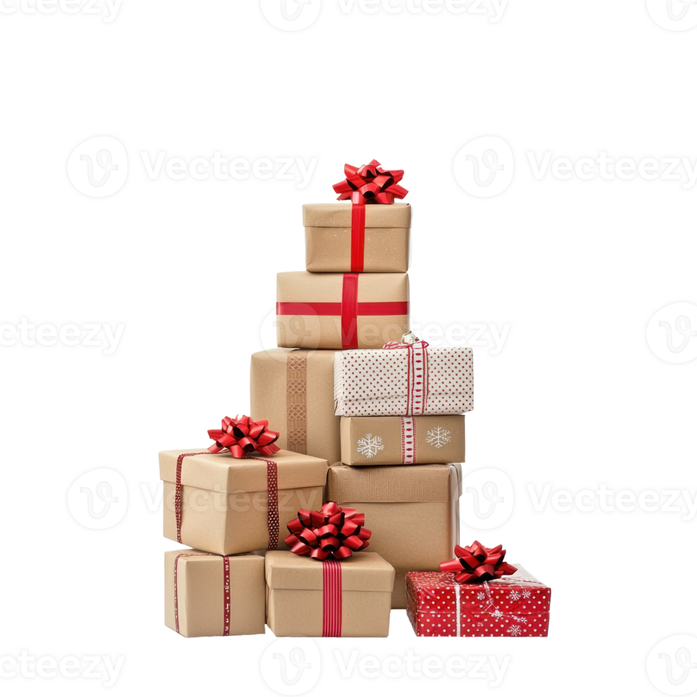 Christmas Presents stack isolate on transparent background png