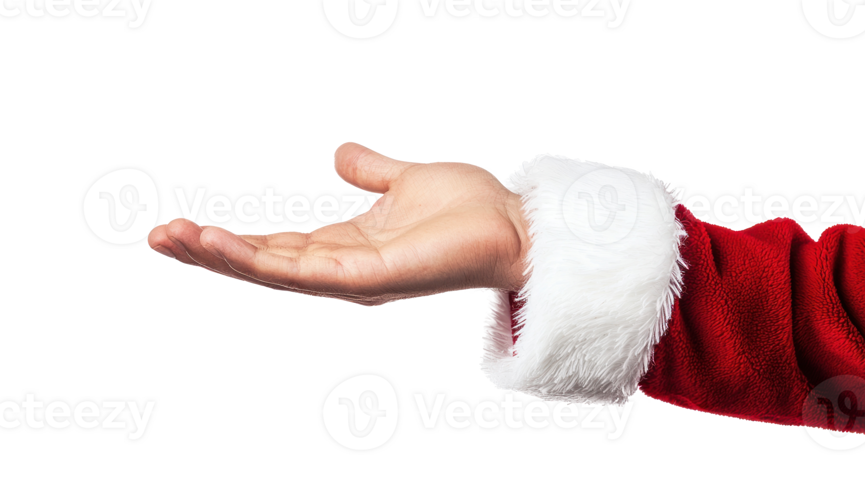 Santa Claus's hand holding empty isolate on transparent background png