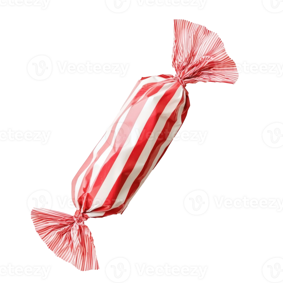 Striped red and christmas candy wrapper isolate on transparent background png