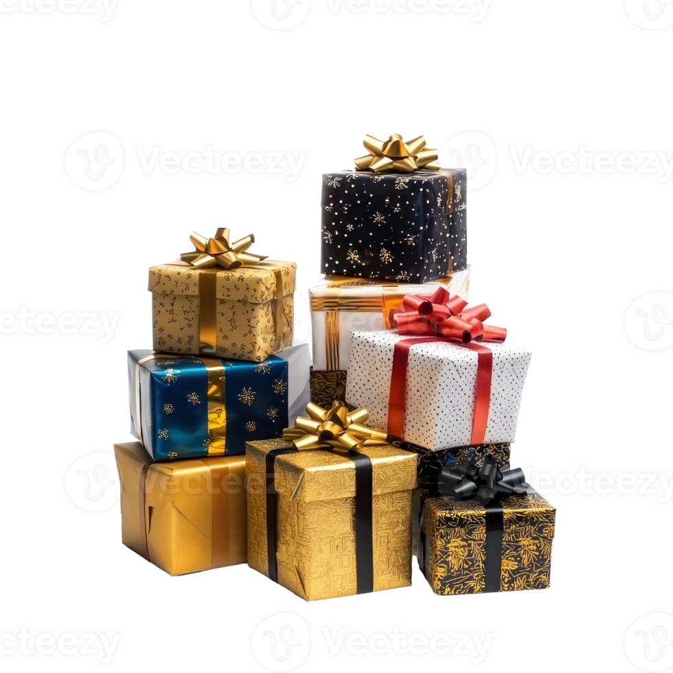 Pile of Gift boxes front view isolate on transparent background png