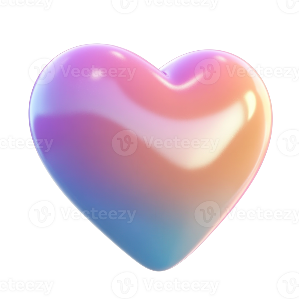 Heart 3D icon cartoon smooth soft light isolate png