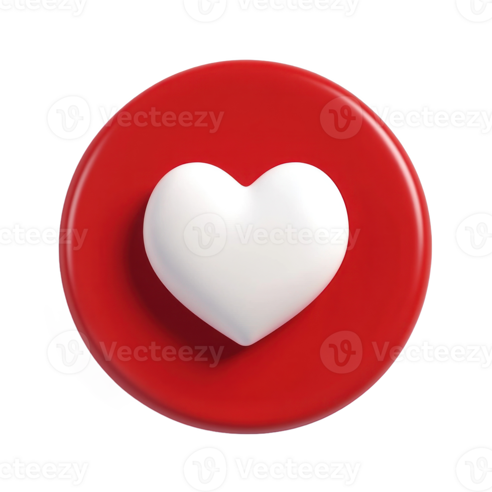 White heart on red chat icon pop up message 3D icon isolate png