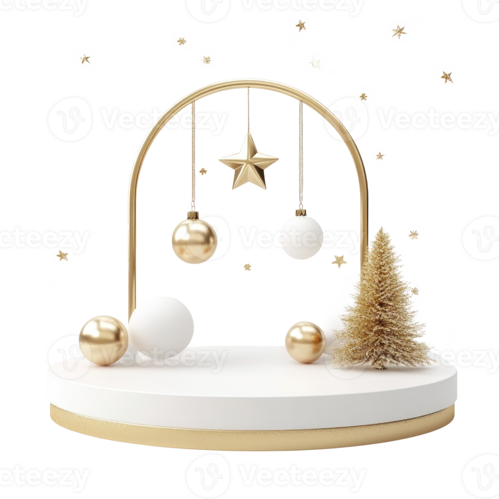 Gold and white New Year podium 3d 3D icon isolate png
