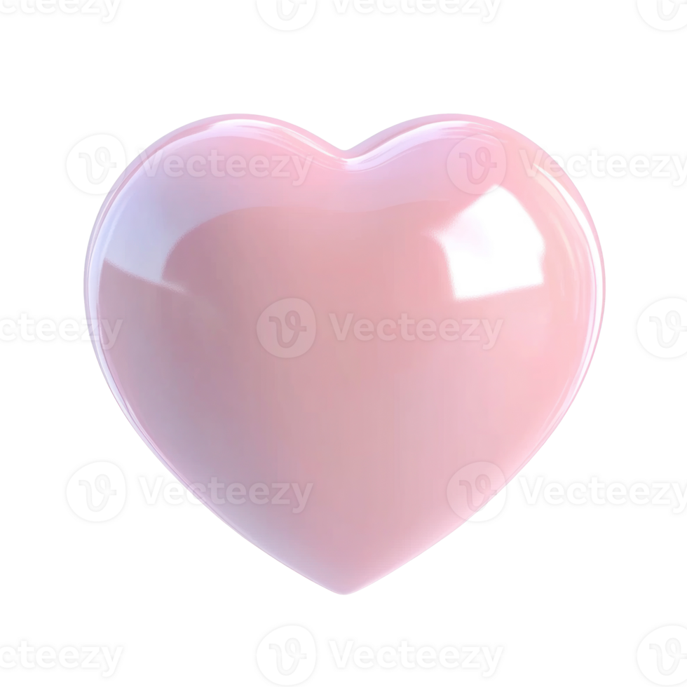 Pink Heart 3D icon cartoon smooth soft light isolate png