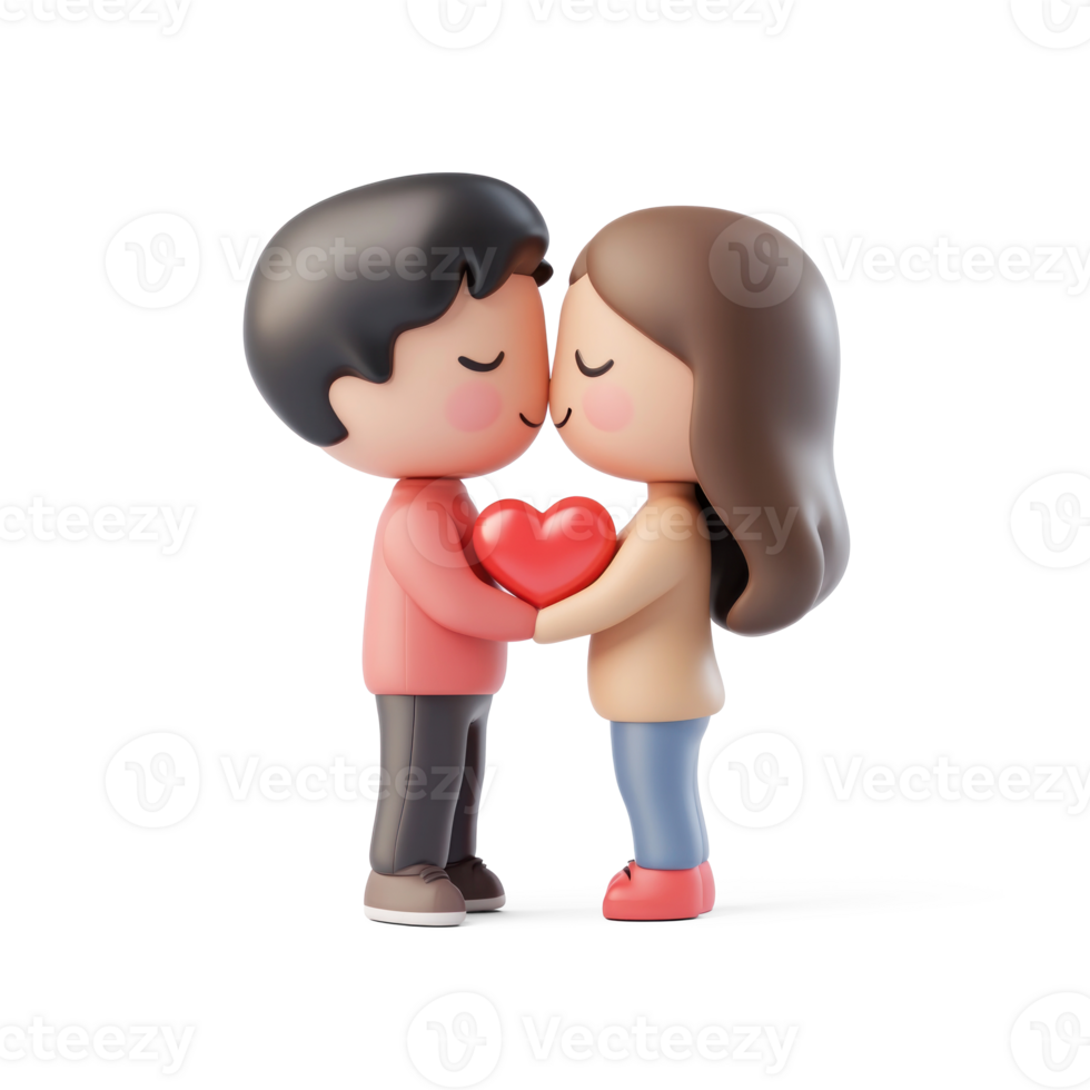 Young couple kissing, Valentine concept 3D icon isolate png
