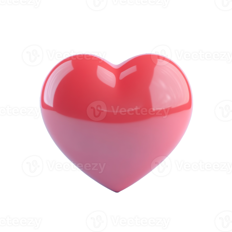 Red Heart 3D icon cartoon smooth soft light isolate png
