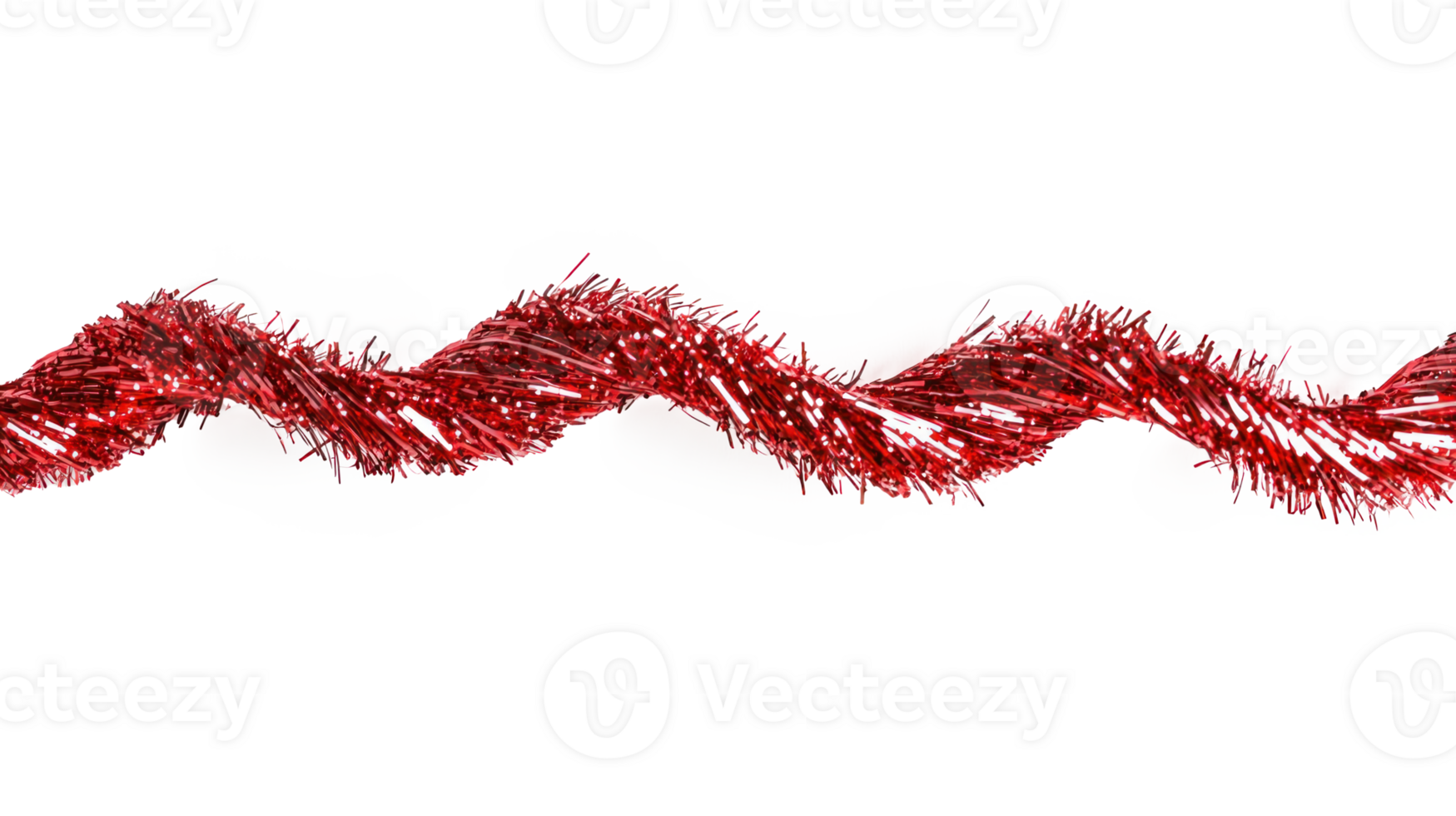 Red twist and straight tinsel isolate on transparent background png