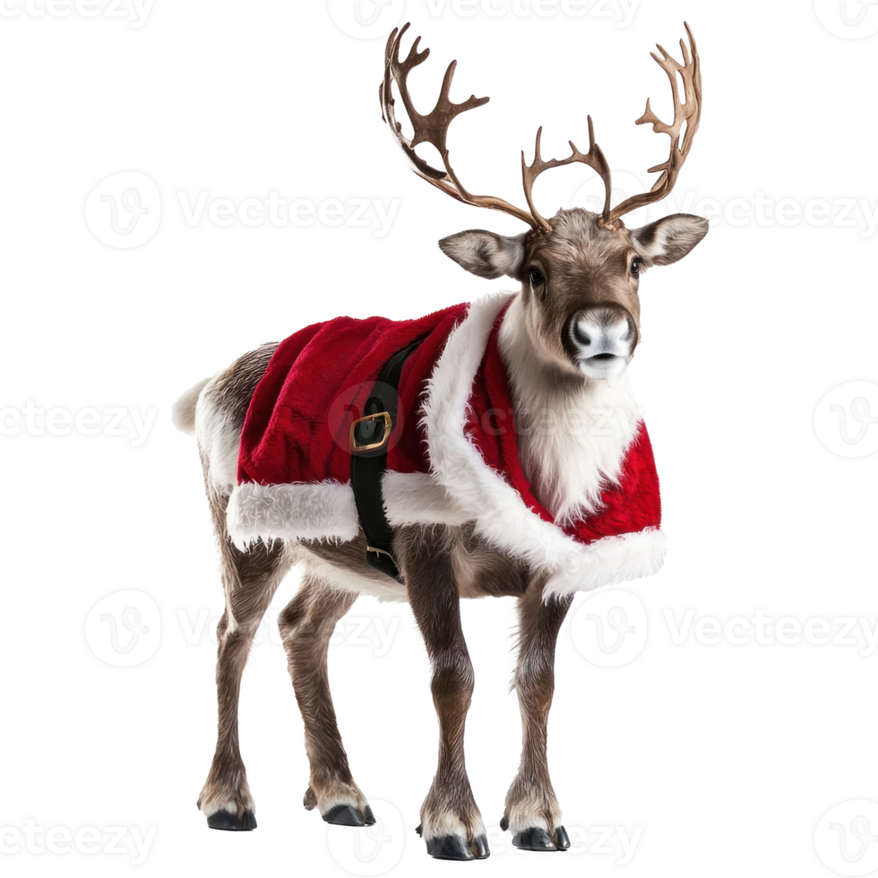 Santa Reindeer full length isolate on transparent background png