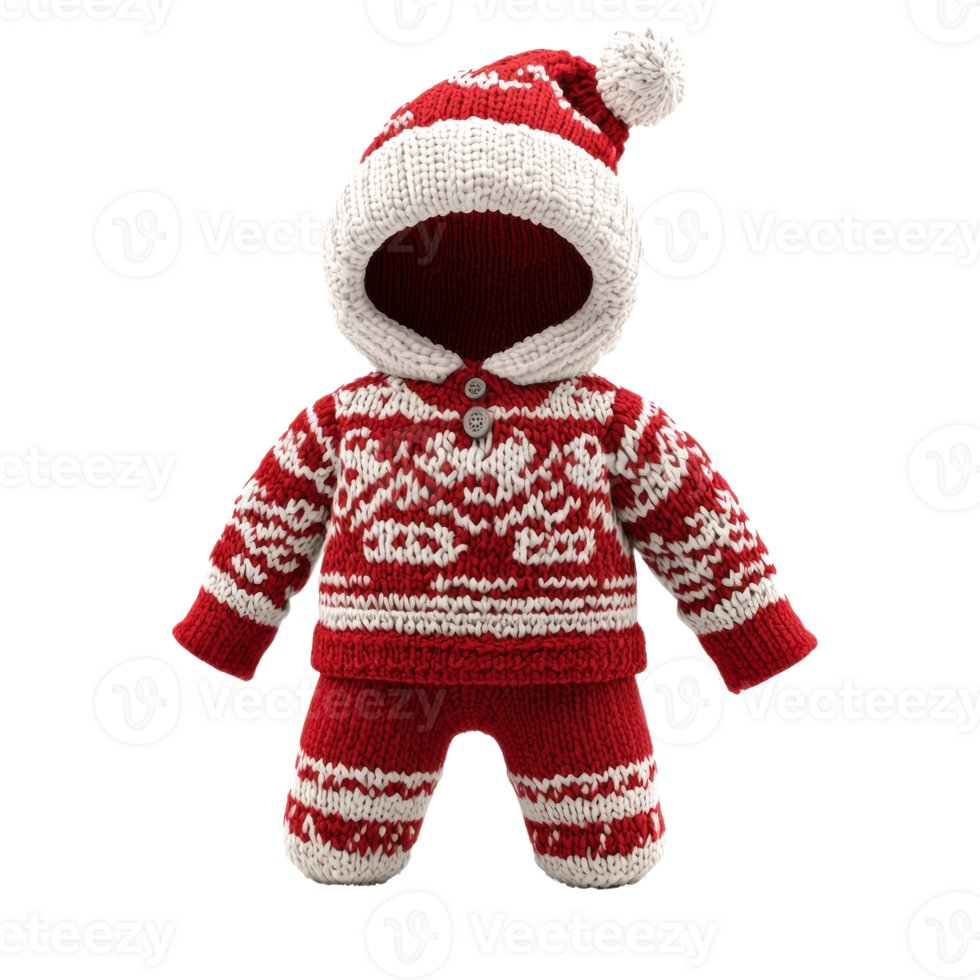 Christmas knitted clothe 3D isolate on transparent background png