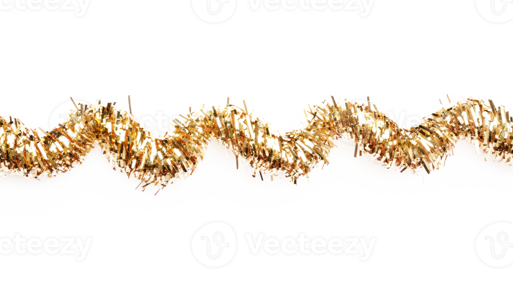 Gold twist and curve tinsel isolate on transparent background png