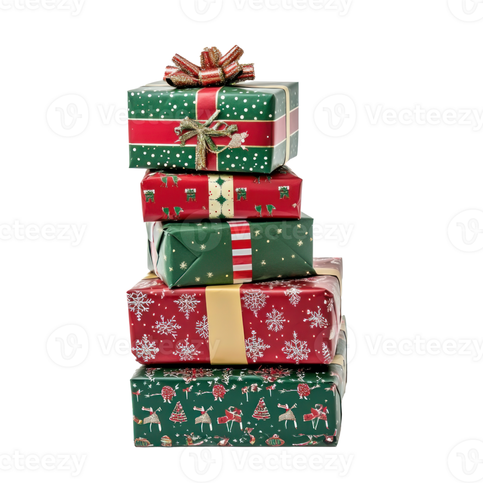Christmas Presents stack isolate on transparent background png