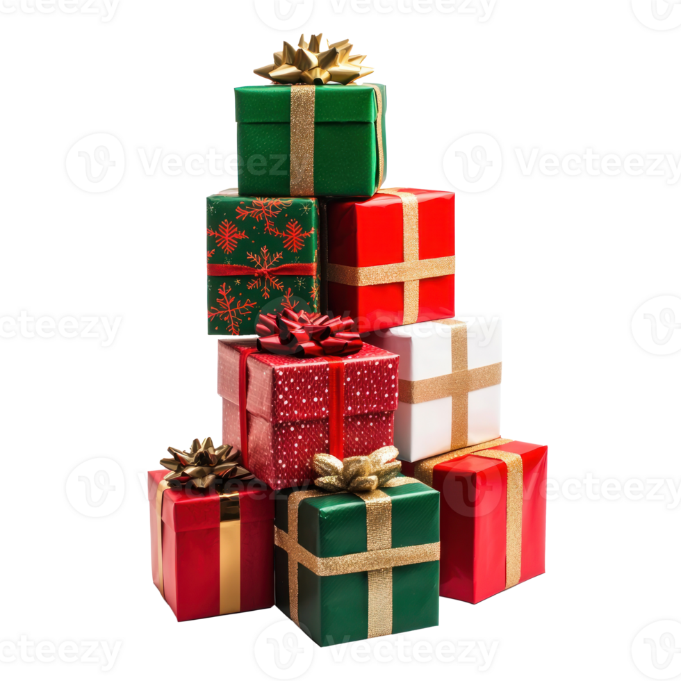 Christmas Presents stack isolate on transparent background png