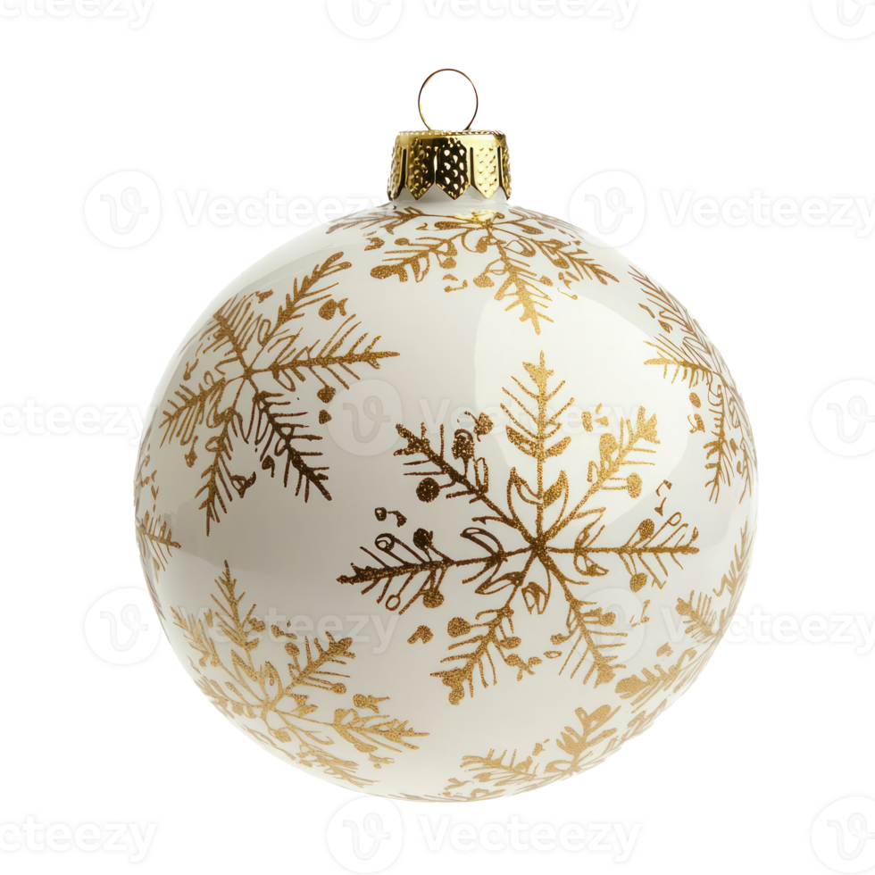 Christmas ball with elegant snowflakes pattern front view isolate on transparent background png