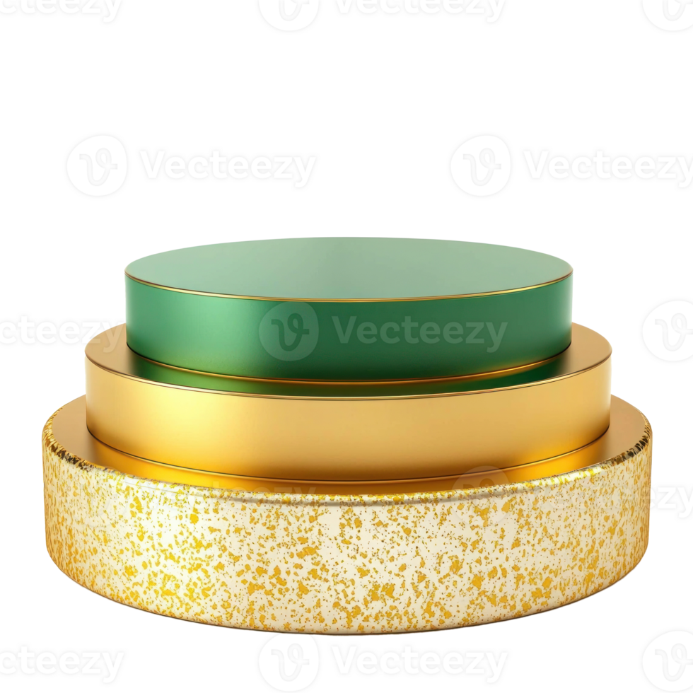 Podium in gold and green color isolate on transparent background png