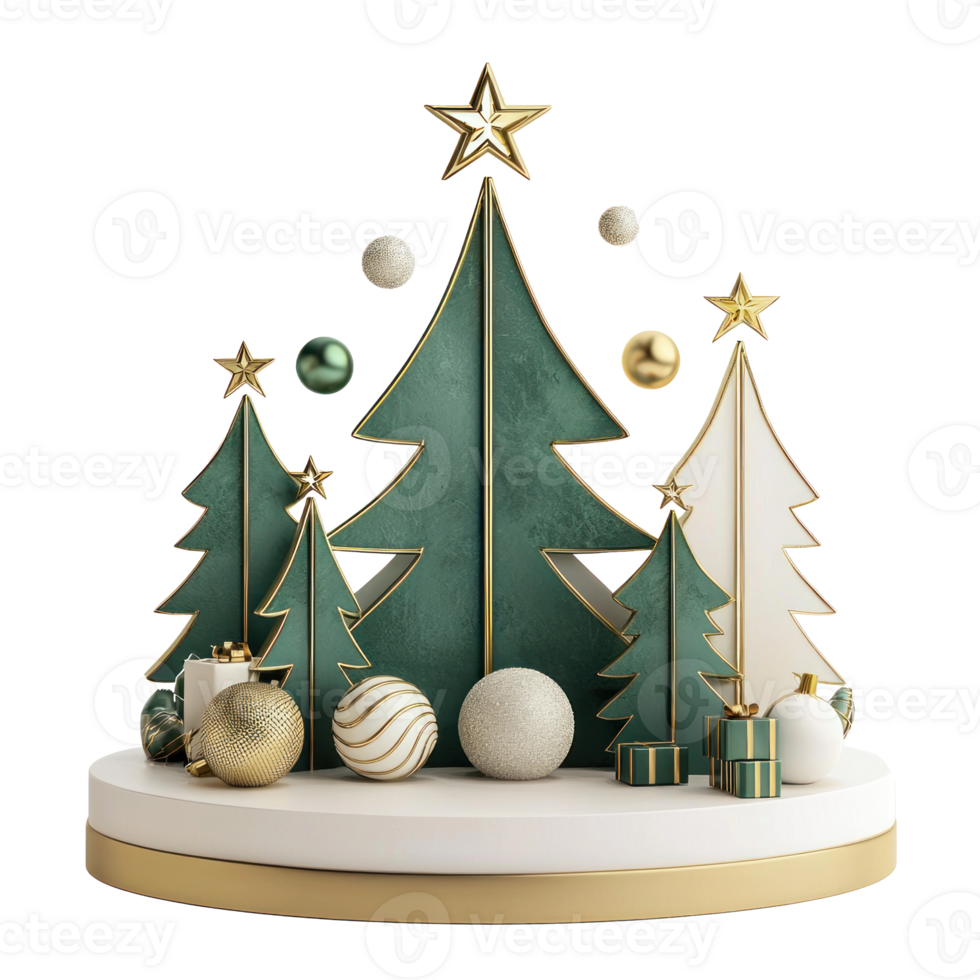 Modern Christmas podium isolate on transparent background png