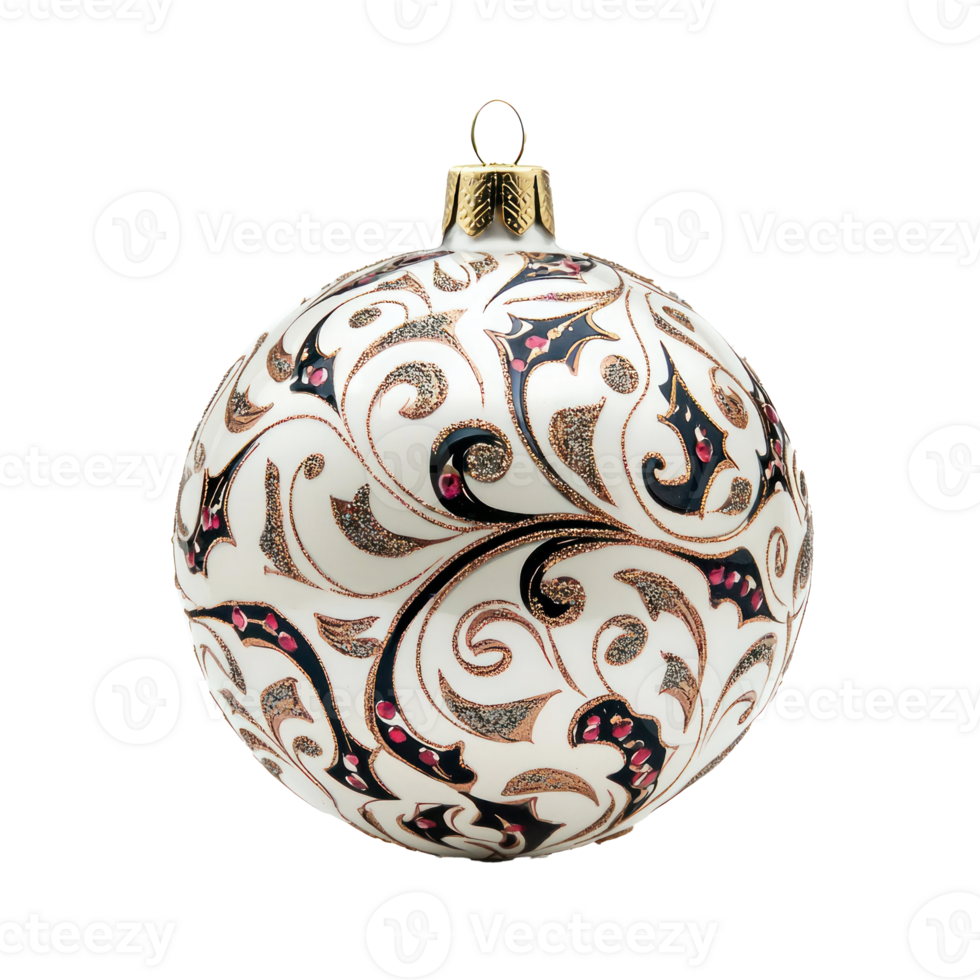 Elegant shiny Christmas Bauble with pattern isolate on transparent background png