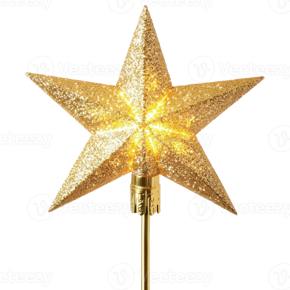 Christmas shining light star topper isolate on transparent background png