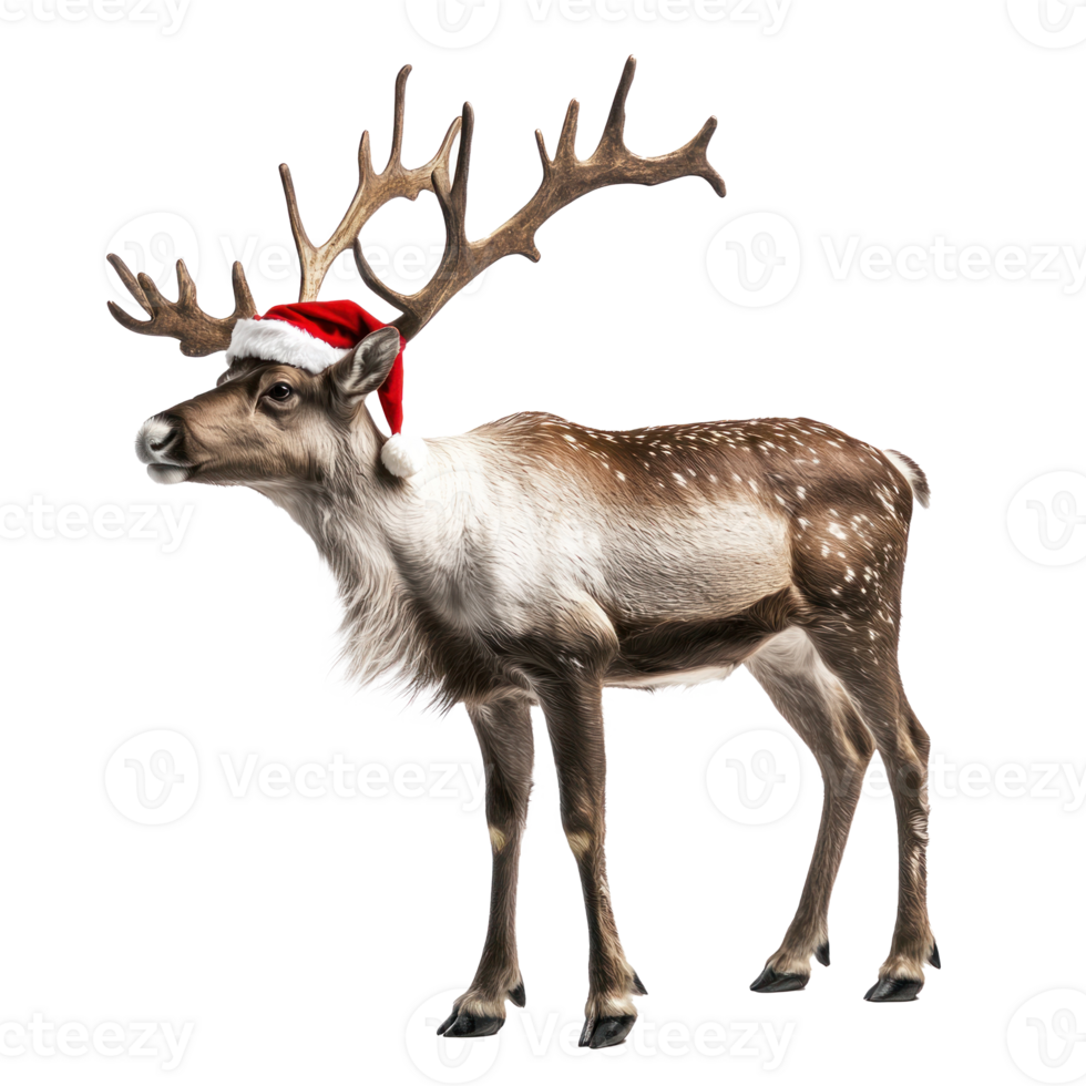 Santa Reindeer side view isolate on transparent background png