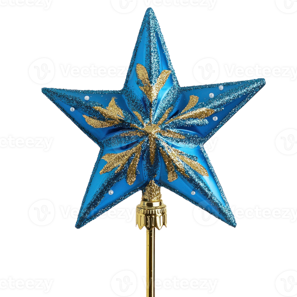 Christmas blue star topper isolate on transparent background png