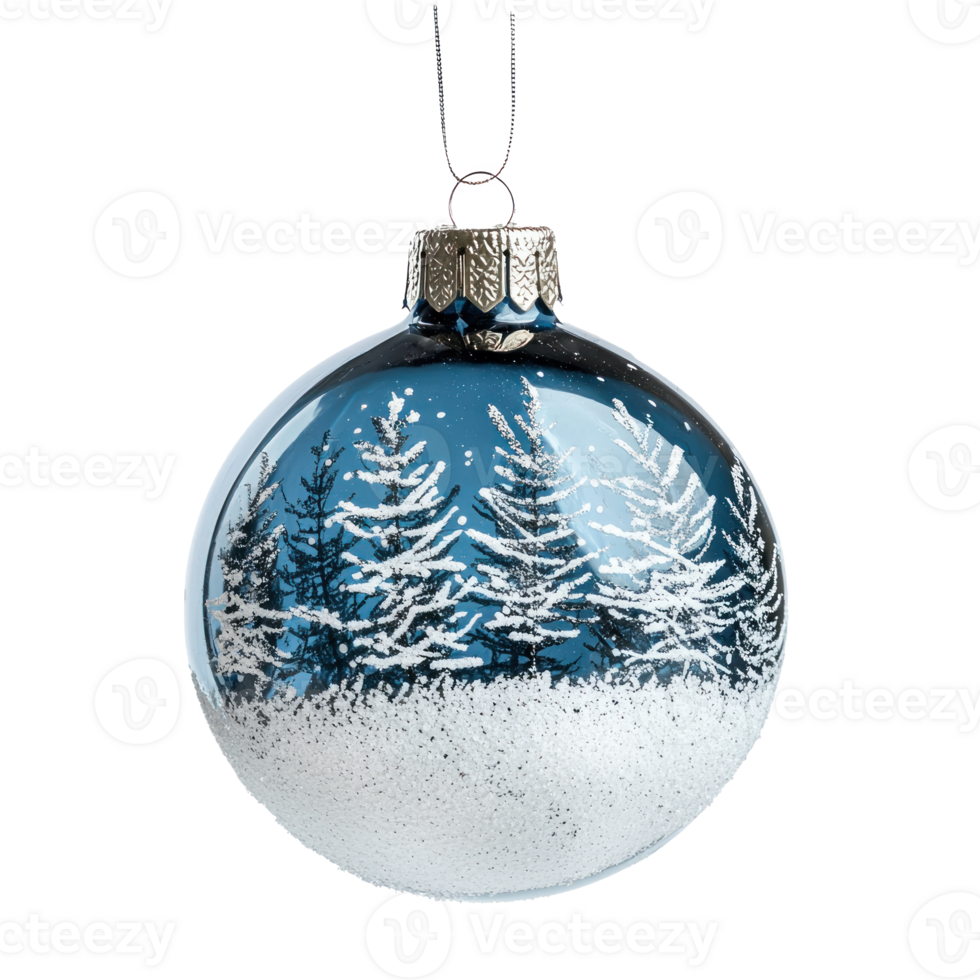 honing Christmas decorations glass bauble with snow isolate on transparent background png