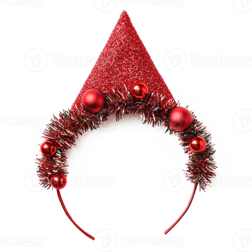 Red Christmas tree headband isolate on transparent background png