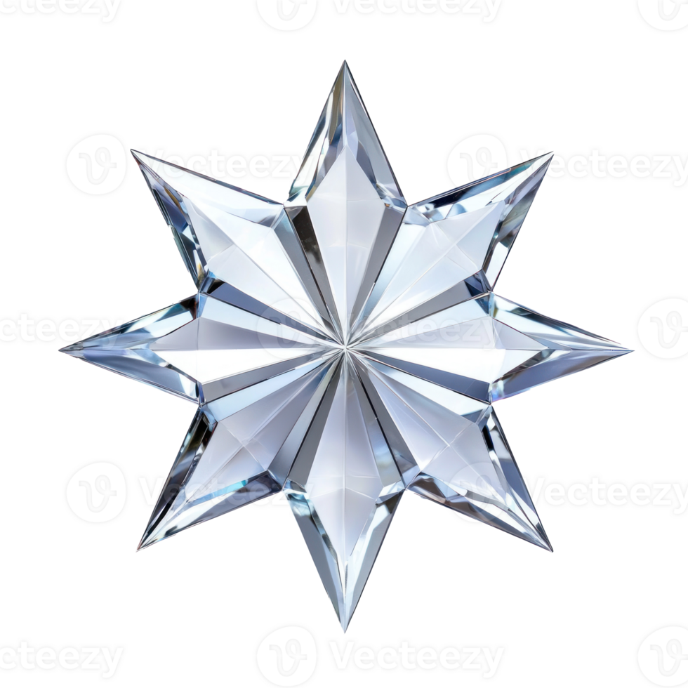 Crystal star isolate on transparent background png