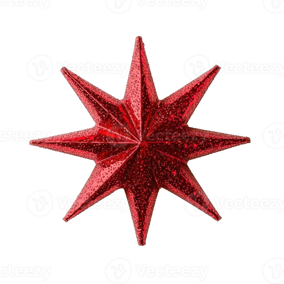 Christmas Shiny Red Star isolate on transparent background png
