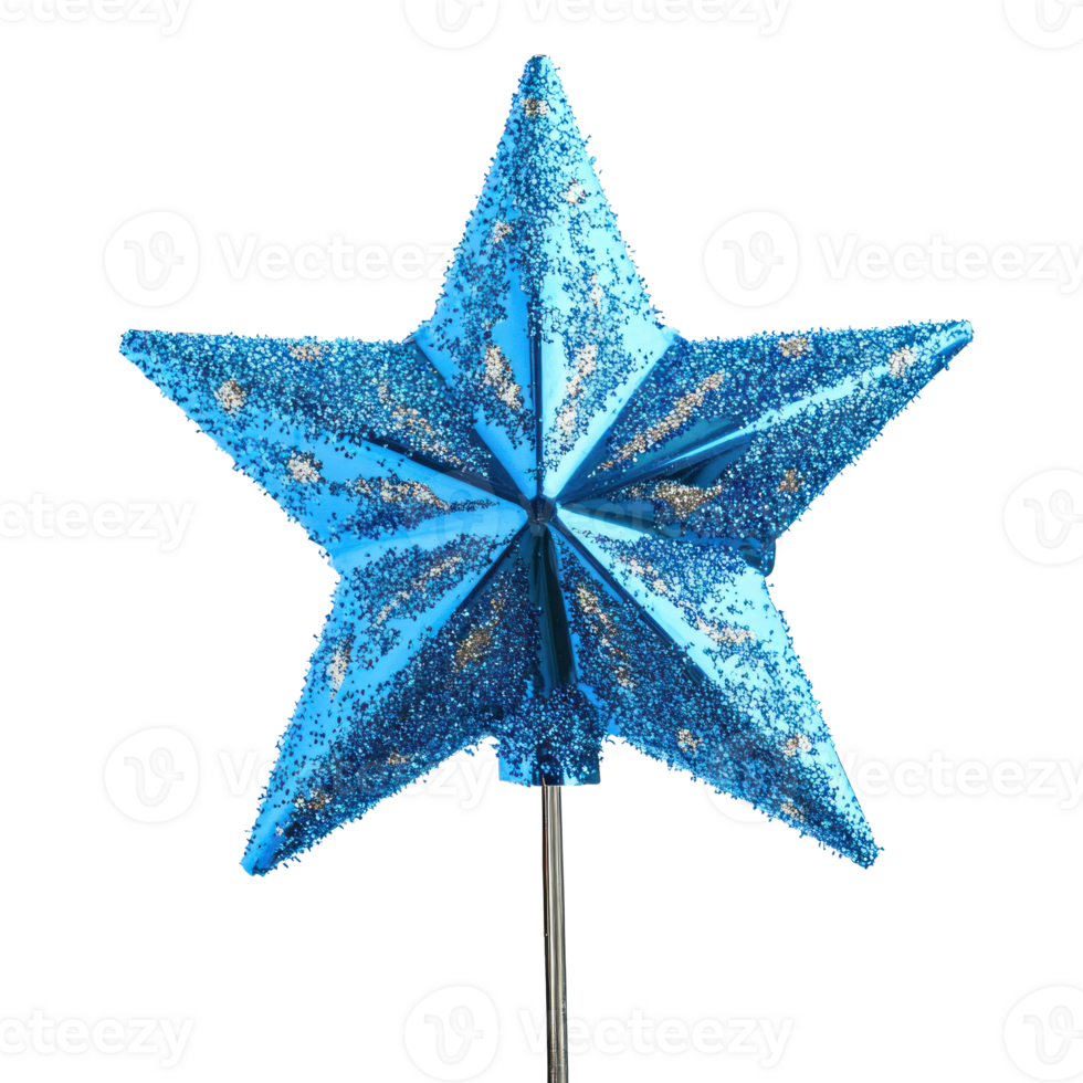 Christmas blue star topper isolate on transparent background png