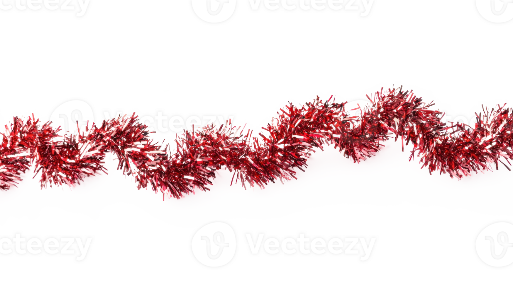 Red twist and curve tinsel isolate on transparent background png