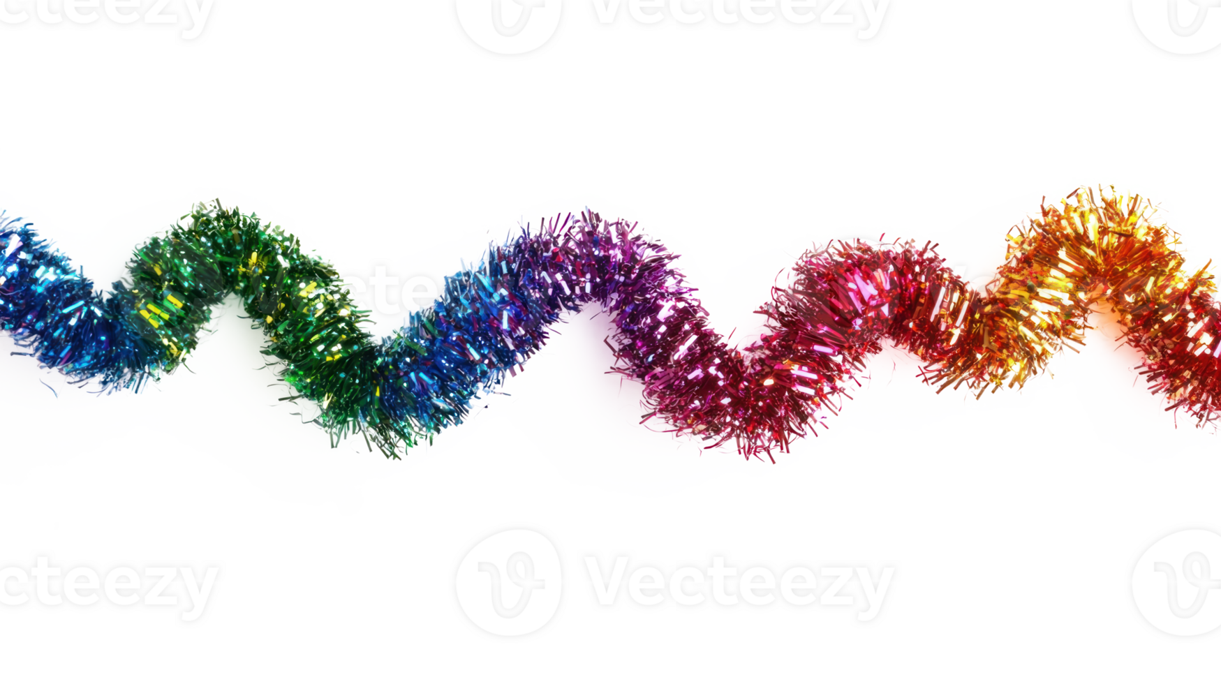 Rainbow twist and curve tinsel isolate on transparent background png
