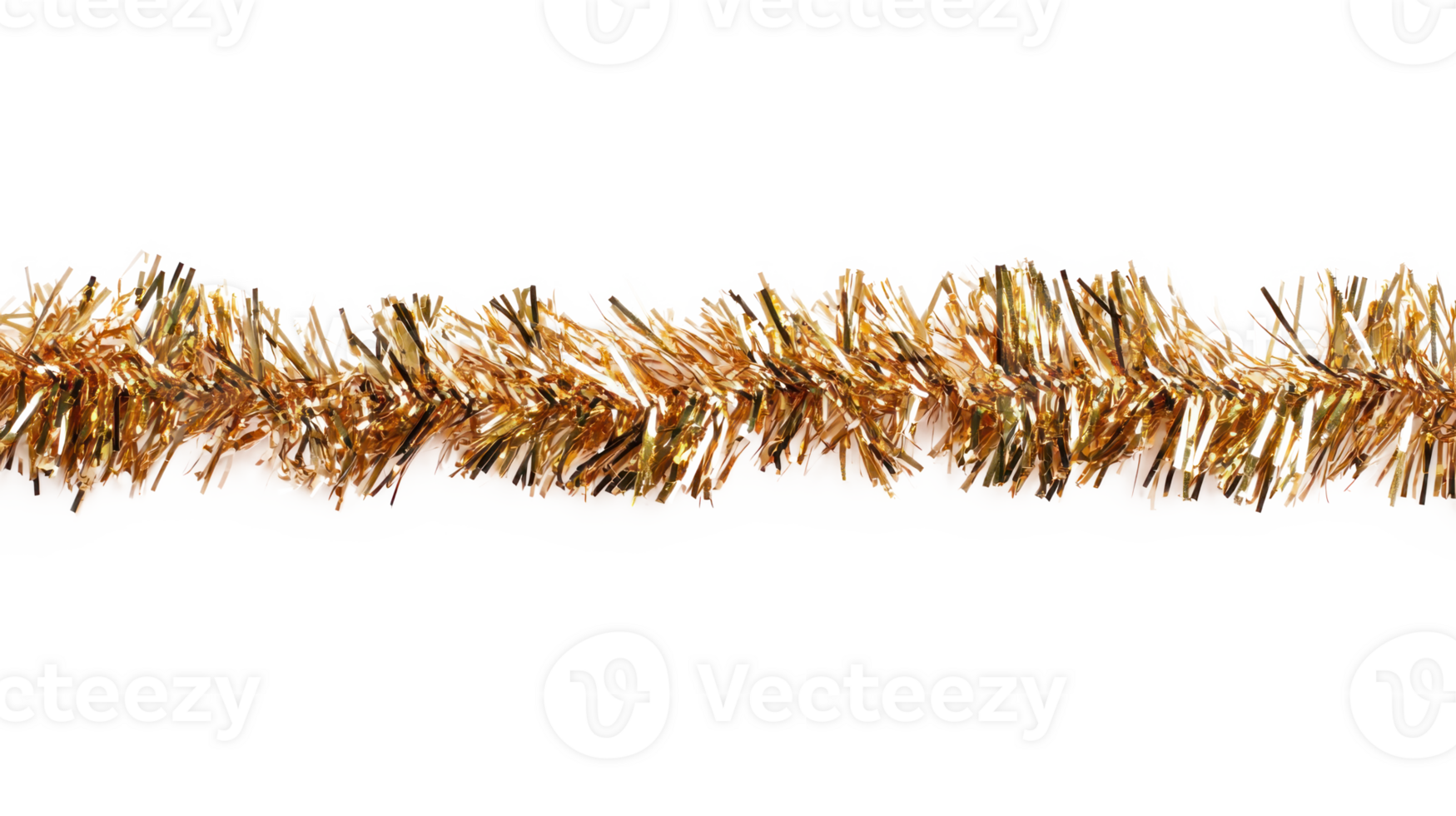 Gold tinsel border frame isolate on transparent background png