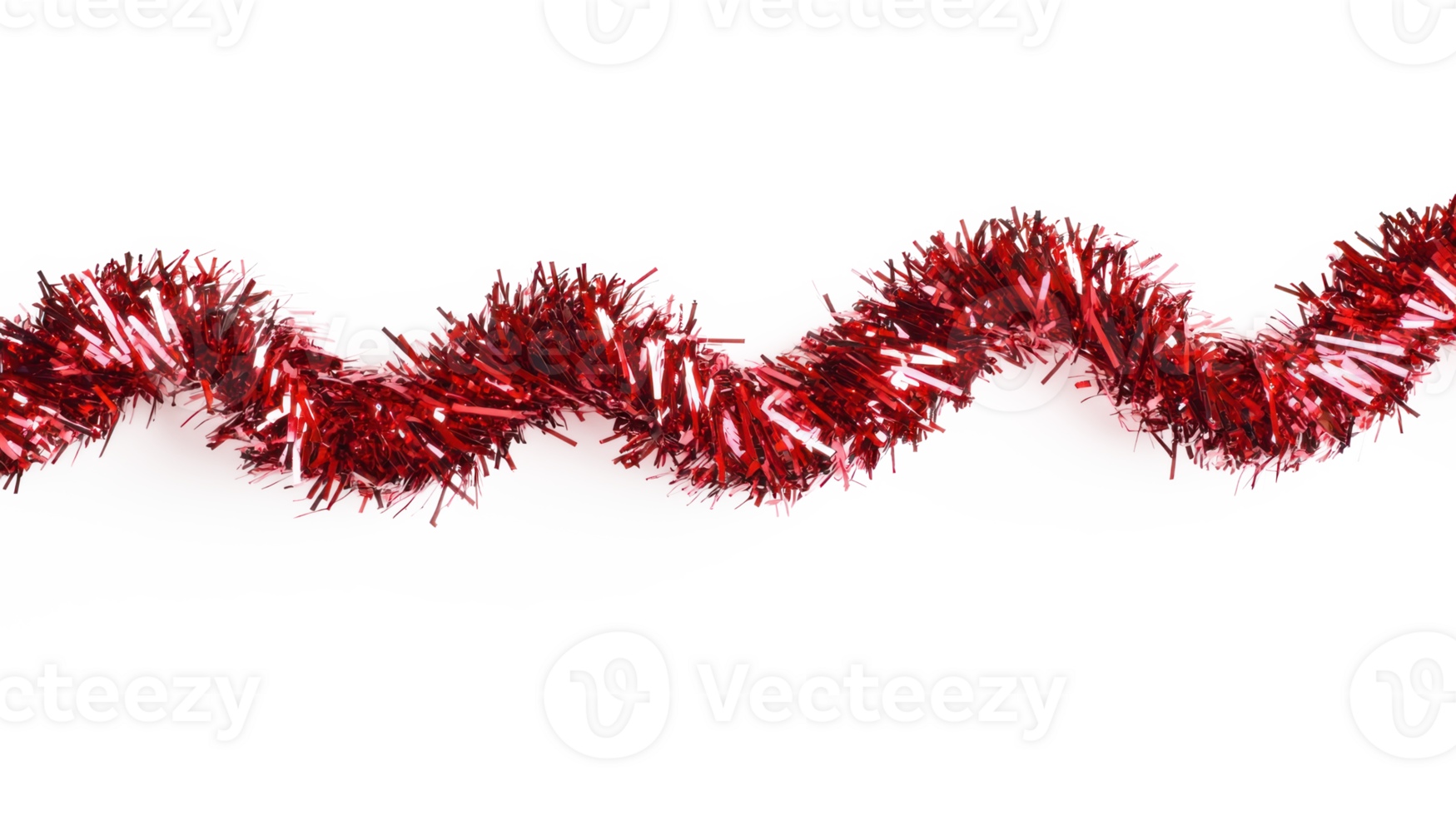 Red twist and curve tinsel isolate on transparent background png