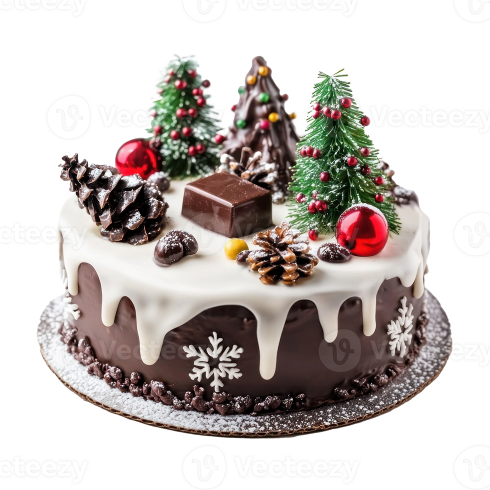 Christmas Chocolate cake isolate on transparent background png