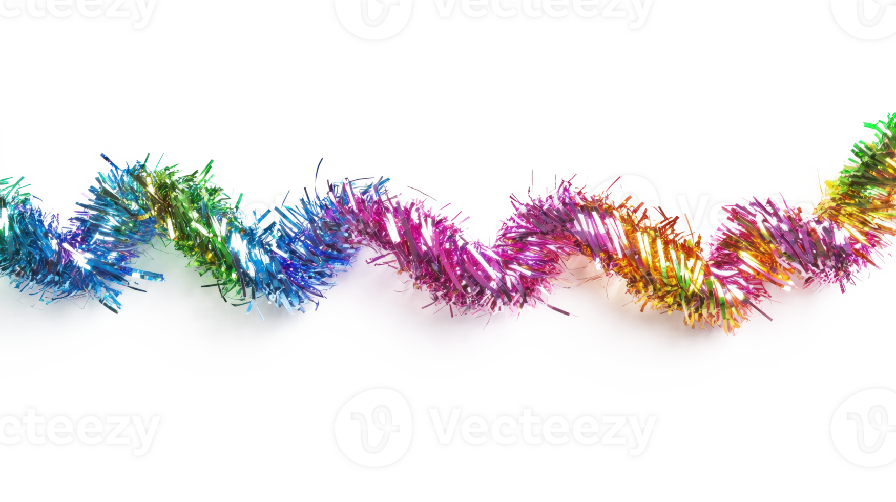 Rainbow twist and curve tinsel isolate on transparent background png