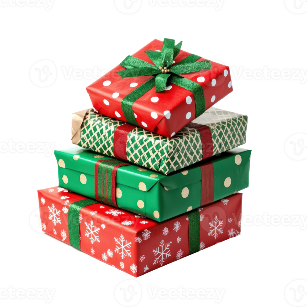 Christmas Presents stack isolate on transparent background png
