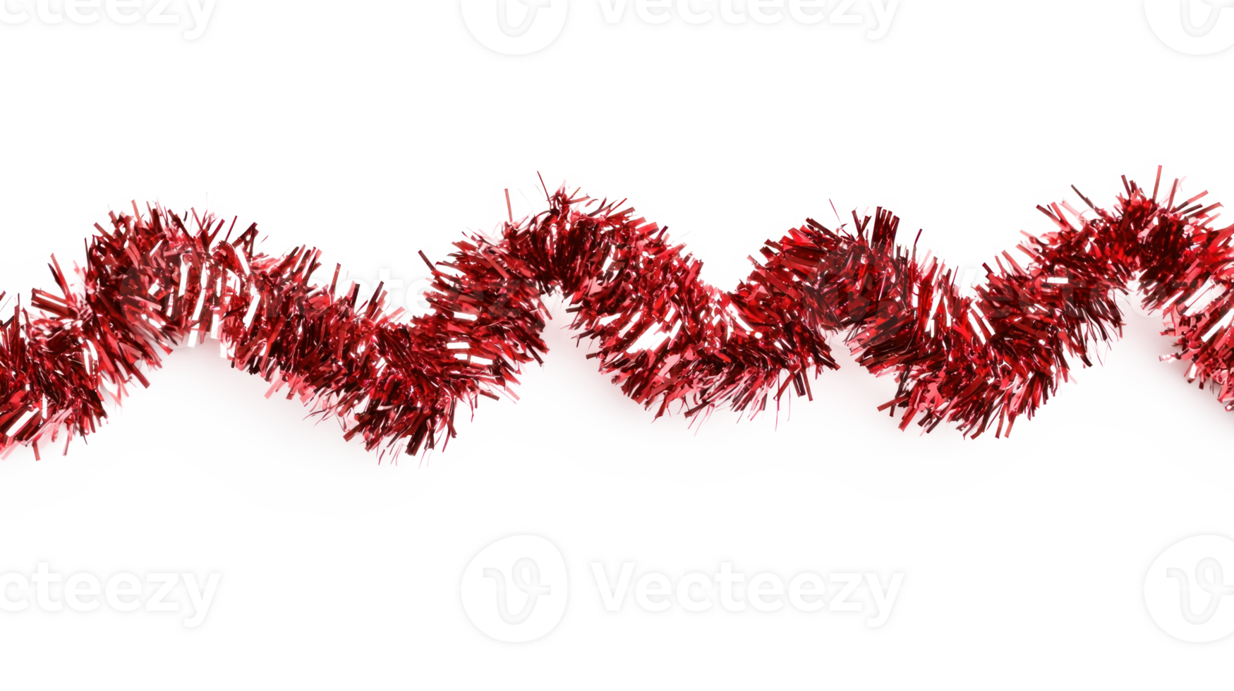 Red twist and curve tinsel isolate on transparent background png