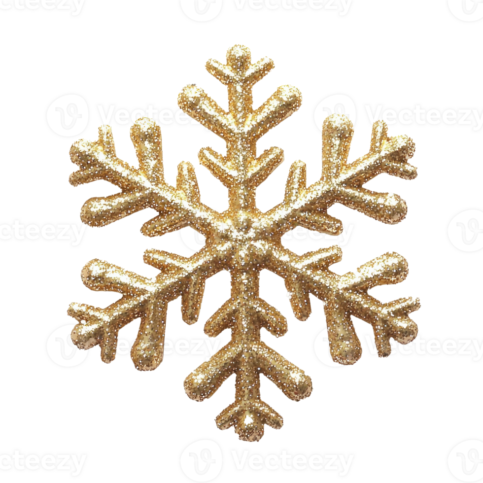 Shiny gold Christmas Snowflake isolate on transparent background png