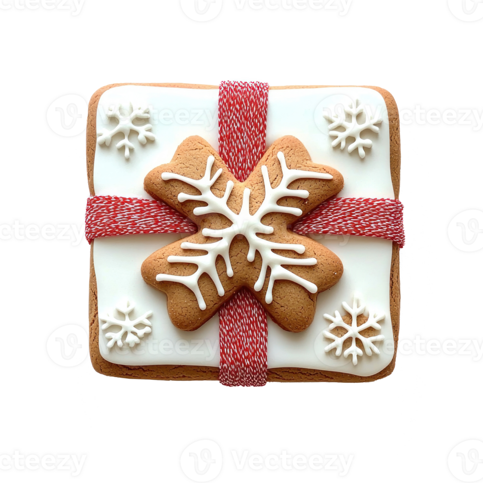 Present shape christmas gingerbread coockie isolate on transparent background png