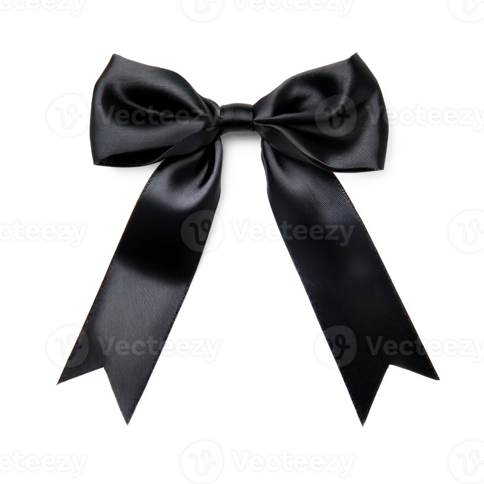 Black bow and ribbon isolate on transparent background png