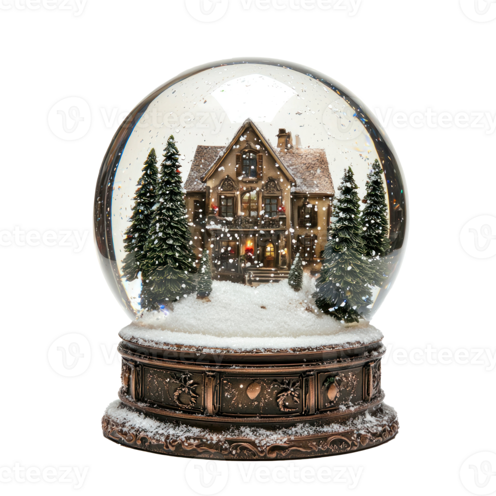 Empty Snow globe Christmas front view isolate on transparent background png