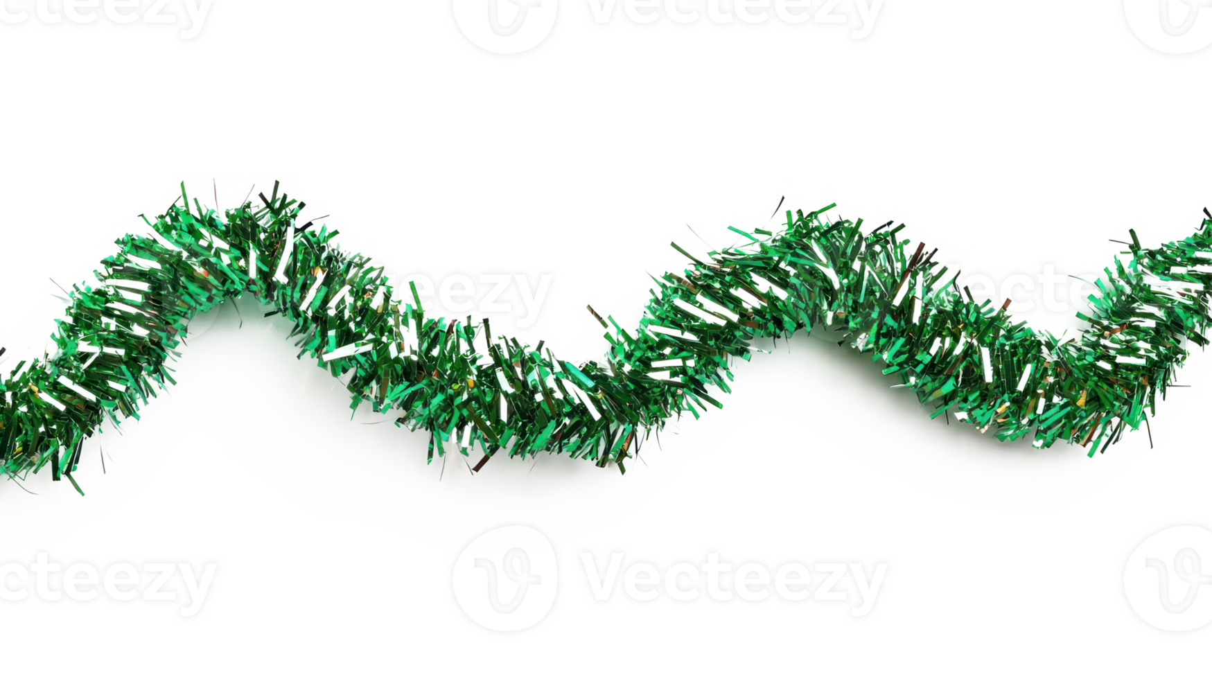 Green twist and curve tinsel isolate on transparent background png